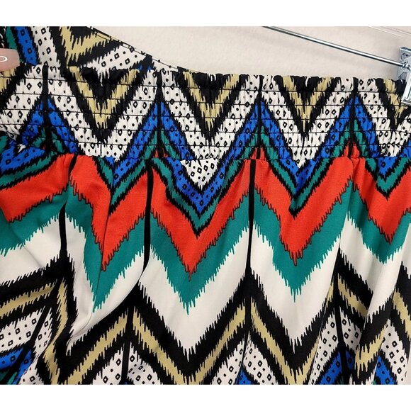 Sharagano Womans Chevron Print Wide-Leg Palazzo Pants Boho Hippie Medium Disco - Picture 4 of 7